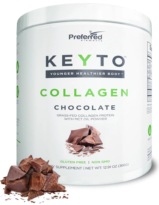 KEYTO Keto Collagen Protein Powder with MCT Oil Powder – Perfect for Low-Carb Diet Chocolate 12.91OZ